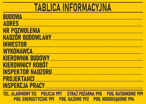 Tablica Informacyjna Budowlana 70x50cm 000 Cena Opinie Tablice