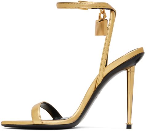 Tom Ford Gold Padlock Pointy Naked Sandals Tom Ford