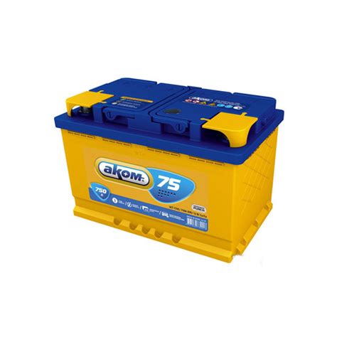 Аккумулятор AKOM 75 A/h 750 А R+ 6CT-75 Евро 278x175x190 мм купить в ...