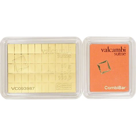 Valcambi 50x1 Gram Gold CombiBar 1 6075 Oz With Assay Card EBay