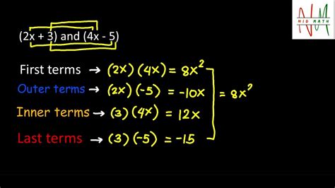 Multiplying Binomials Using Foil Method Youtube