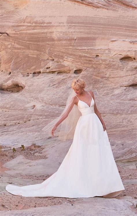 Satin A-line Wedding Dress Spaghetti Strap Satin Bridal Gown - Etsy