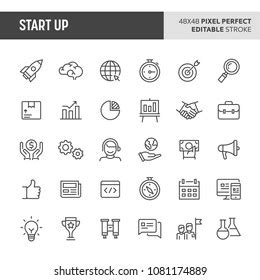 30 Thin Line Icons Associated Employment Stock Vector Royalty Free