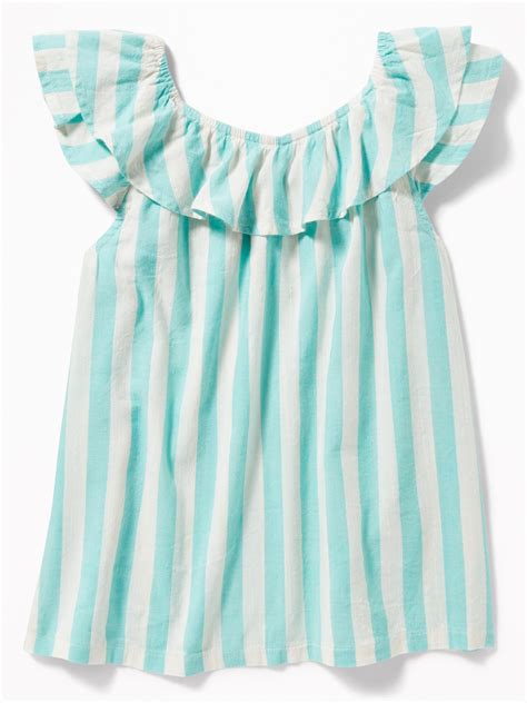 Striped Ruffle Trim Swing Top For Girls Old Navy