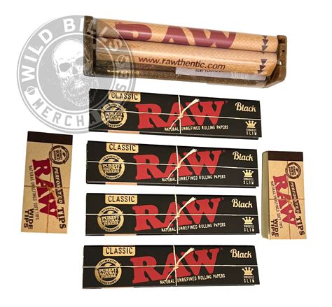 Raw Bundle 7 Items Black King Size Raw Rolling Papers2raw Tipsraw