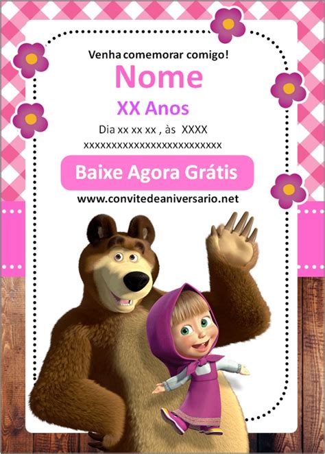 Convite Masha E O Urso Convites