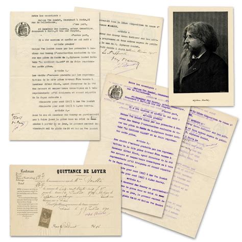 Lot Alphonse Daudet And Julia Daudet Archive 4 Pieces Incl The Last Lesson Copyright