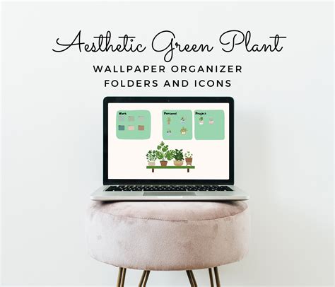 Aesthetic Green Plant Desktop Wallpaper Organizer Macbook And Etsy