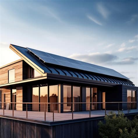 Premium Ai Image Homes With Solar Panels On The Roof Under A Bright