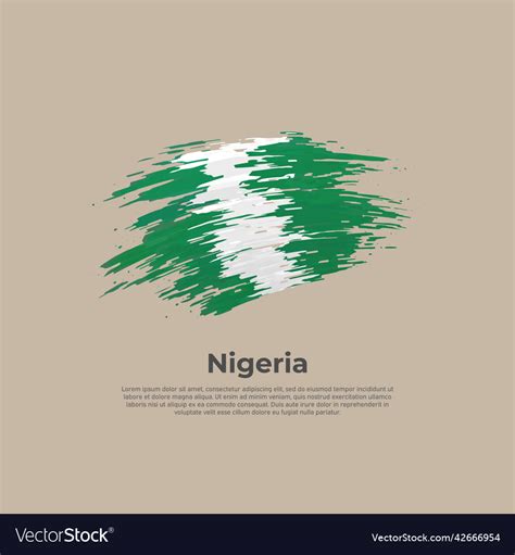 Nigeria Flag Brush Strokes Painted Nigerian Vector Image