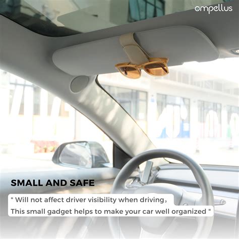 Ompellus Sunglasses Holder For Car Sun Visor Genuine Leather Eyeglass Clip Car Organization