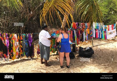 Beach Vendor Mayreau Island Stock Photo - Alamy