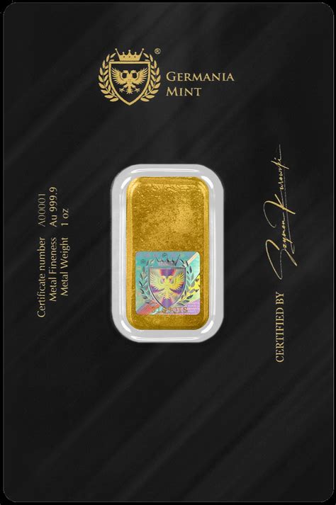 oz germania mint  gold cast bar  card perth bullion exchange