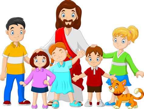 Dibujos Animados De Jesucristo Con Niños 12816642 Vector En Vecteezy