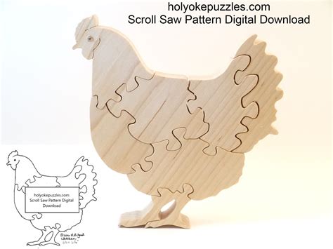 Chicken Puzzle Pattern PDF & SVG by HolyokePuzzles on Etsy | Scroll saw patterns free, Scroll ...