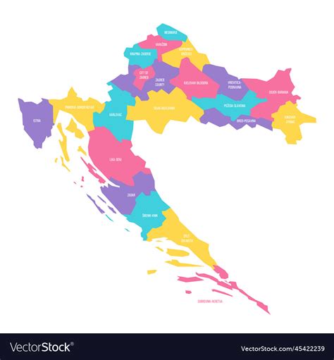 Croatia Political Map Of Administrative Divisions Vector Image