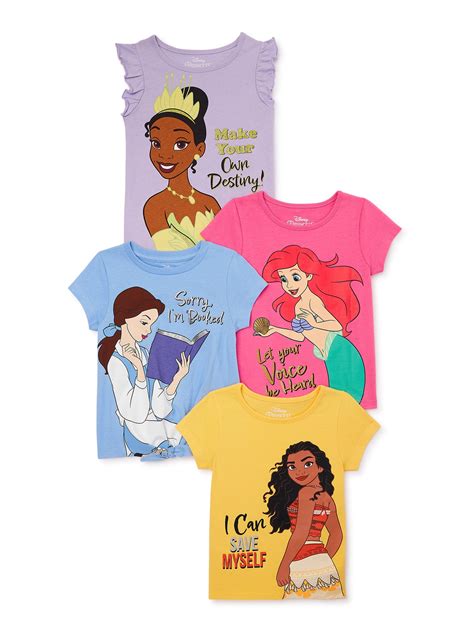 Disney Princess Toddler Girls Fashion T-Shirts with Short Sleeves, 4 ...