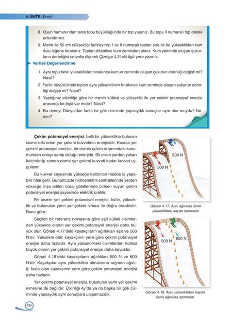 9 Sınıf Fizik Ders Kitabı Ata Yayınları Sayfa 134 Cevapları