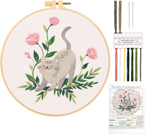 JSRQT Embroidery Starter Kit For Beginners Adults Cat Pattern Counted