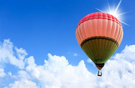 Premium Photo Colorful Hot Air Balloons In Flight Over Blue Sky Soft