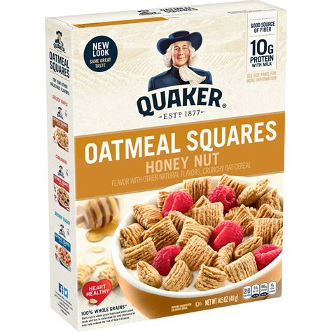 Quaker Oatmeal Squares Honey Nut Cereal 145 Oz Box