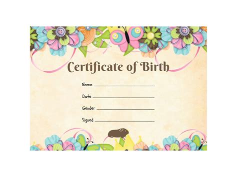 Guinea Pig Birth Certificate Printable Pdf A4 Download Instant Print At