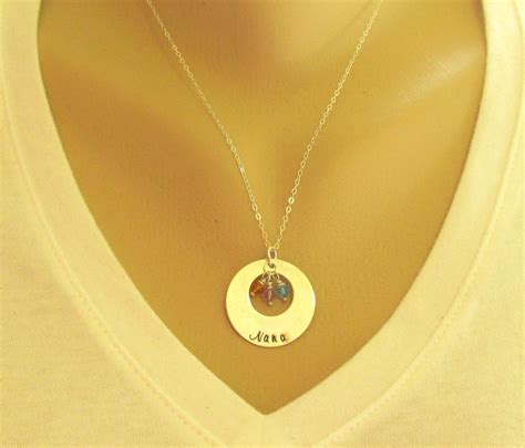 Personalized Sterling Silver Nana Necklace Swarovski Etsy