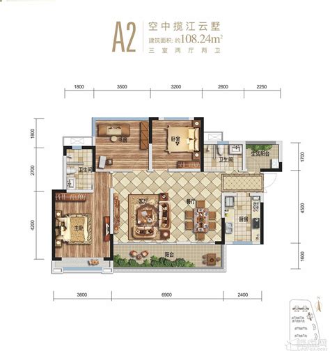 绵阳圣桦国际城3室2厅2卫户型图 绵阳楼盘网