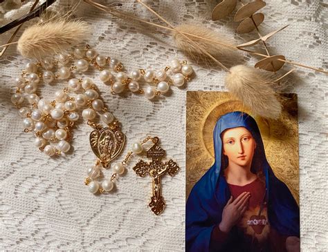 Freshwater Pearl Gold Rosary Etsy