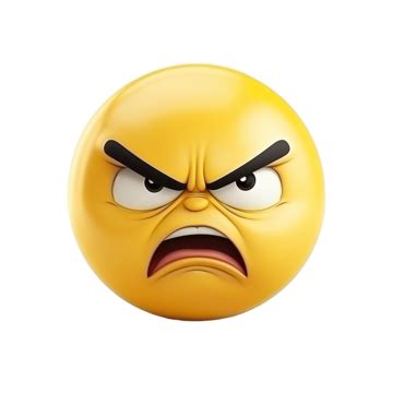 Emoji Yellow Face And Emotion With Angry Facial Expression, Face ...