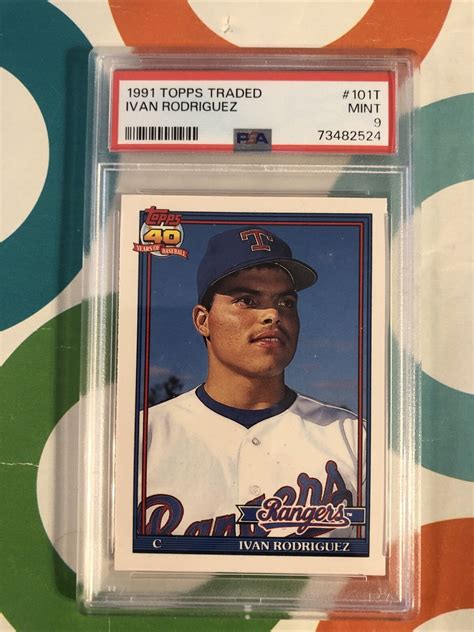 Topps Traded T Ivan Rodriguez Rookie Card Psa Mint Light