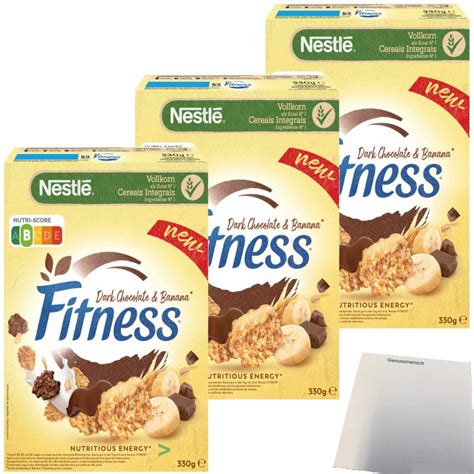 Nestle Fitness Dark Chocolate And Banana Cerealien 3er Pack 3x330g Pac