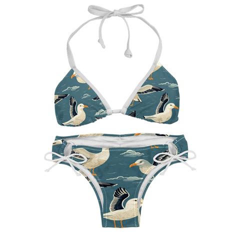 Seagull Detachable Sponge Adjustable Strap Bikini Set Two Pack Swimsuit