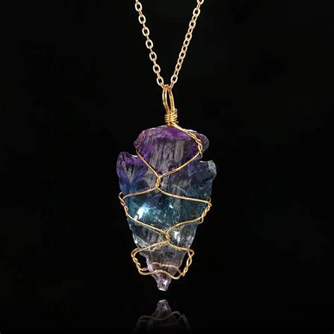 Hot Sale Handmade Irregular Natural Stone Pendant Purple Crystal ...