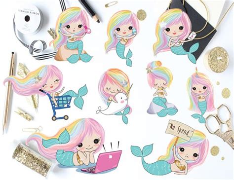 2 Mermaid Cute Stickers Super Cute Kawaii