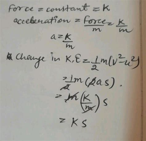 The Velocity Acquired By A Mass M In Travelling A Certain Distance D