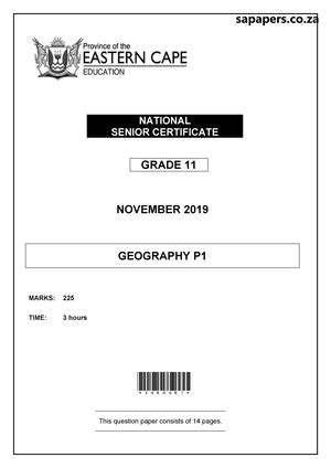 Geography P1 MEMO GR11 NOV 2022 EnglishI NATIONAL SENIOR CERTIFICATE