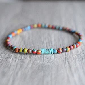 Multicolor Bead Bracelet Men S Thin Bead Bracelet Gift For Men Etsy