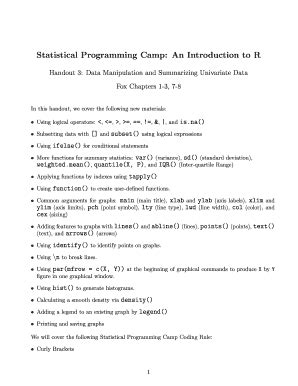 Fillable Online Handout 3 Data Manipulation And Summarizing Univariate