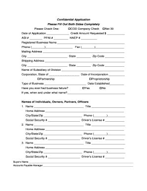 Fillable Online Confidential Application Please Fill Out Both Sides