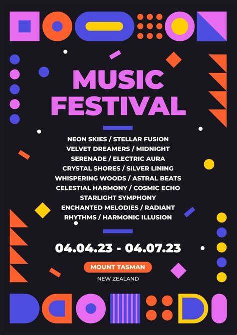 Personalize Online This Colorful Geometric Indie Music Festival Poster