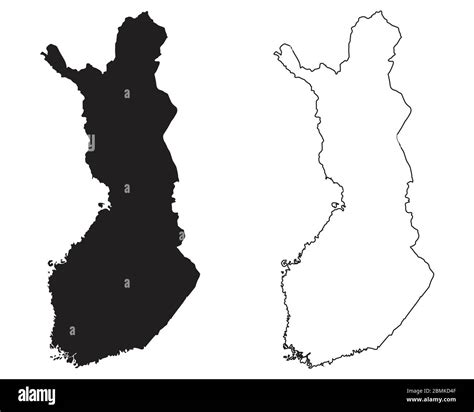 Finland Country Map Black Silhouette And Outline Isolated On White