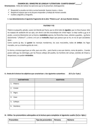 Prueba de 4to grado gramática PDF