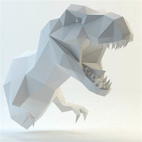 Diy Papercraft T Rex Wall Trophy T Rex Trophy Wall Decor D Wall Art