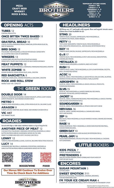 Naperville Food Menu Freedom Brothers Pizzeria Alehouse