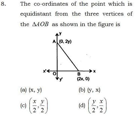 The Co Ordinates Of The Ooint Which Is Equidistant From The Three