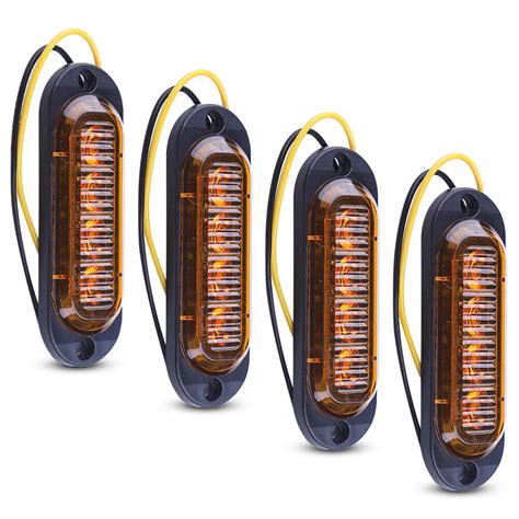 4x Amber 4 Led Side Marker Lights Rv Truck Trailer Clearance Light Waterproof Ebay