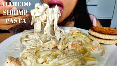 Asmrfettuccine Alfredo Pasta Very Creamy Shrimp Pasta No Talking