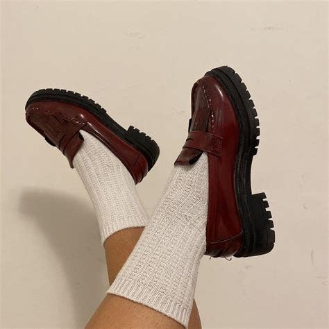 my fav burgundy loafers so cute just a bit tight on... - Depop