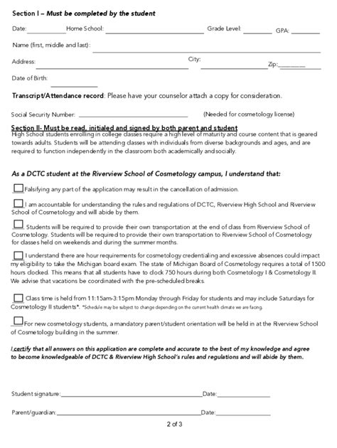 Fillable Online Riverview School Of Cosmetology Application Fax Email